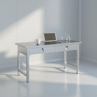 Thickened Tabletop Heavy Duty Steel Workbench Large Capacity Storage Stainless Steel Desk Locking Drawer Computer Desk for Workshop, Laboratory