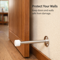 120mm Stainless Steel Door Stopper No Drill Wall Mounted, Door Catcher for Wooden Doors, Lock Compatible Door , Brushed Finish