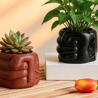 Sculptural Fist-Shaped Planter Compact Fist Planter Unique Flowerpot Modern for Desk, Shelf