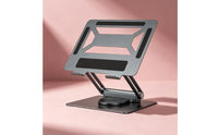 Laptop Stand with Docking Station Low-Profile Multiport Adapter Ergonomic Computer Riser with Docking Station for Students, Home Office, Desk