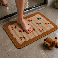 Absorbent Non-Slip Bathroom Mat with Woven Texture for Toilet and Shower