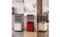 Two-levelHeight Trash Bin with Wheels Transparent Rolling Garbage Can Rectangular Mobile Waste Bin Long-Lasting for Kitchen, Living Room