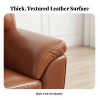 Oil-Waxed Finish Straight-Line Leather Sofa Retro Design Living Room Seating space-saving Size Couch mid-20th-centuryera Modern Aesthetic for Apartment Dwellers, Homeowners, Families, Lounge Area, Den, Home Office