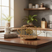 With Lid Teapot Capsule Holder Decorative Tabletop Piece Metal Coffee Capsule Container Easy Reach for Desk, Countertop