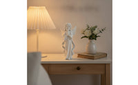 Angel Figurine with Flower Crown Tabletop Standing Angel Statue Figurine with Wings Desktop Sculpture White for Desk, Shelf