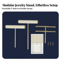 Crossbar Jewelry Stand Detachable Design 3 Tier T Bar Jewelry Stand Necklace and Earring Holder Space Saving for Women