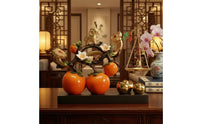 Glossy Persimmon Decor with Base Unique Design Persimmon Ornament Decorative Tabletop Ornament Artificial for Homeowners, Living Room, Entryway, Office Desk