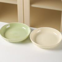 Creamy Aesthetic Ceramic Dinner Plate Sleek Glaze Cream Design Tableware High Temperature Fired Round Serving Plate for Household