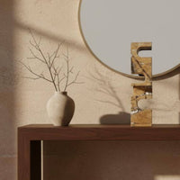 Elegant Accent Chinese Design Bi Disc Sculpture Artistic Piece Marble Disc Ornament for Living Room, Entryway, Office