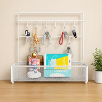 Black Metal Key Holder, Modern Key Hanger with 3 Hooks, Wall Mounted Mail Organizer for EntrywayOn Installation