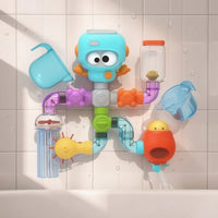 Clear Pipeline Toy with Water-Wheel Colorful Modular Bath Pipeline Safe DIY Water Pipe System Hands-on for Preschoolers