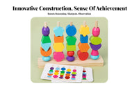Educational 5-Post Stacking Game Develops Hand-Eye Coordination Wooden Geometric Stacker Promotes Logical Thinking for Classroom, Playroom