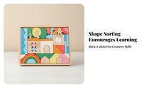 Wooden Block Puzzle Toy Storage Tray Shape-Recognition Block Puzzle Wooden Shape Sorter Hand-Eye Coordination