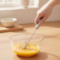 Stainless Steel Rotating Push Whisk Handheld Semi-Automatic Whisk Rust-Resistant Egg Beater Long-Lasting for Bakers, Baking