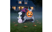 Halloween Inflatable Skeleton Dog Weather-Resistant Halloween Inflatable Dog Yard Decoration with Pumpkin Oversized 3D for Lawn