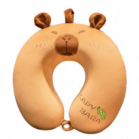Capybara Neck Pillow Portable and Lightweight U-Shaped Travel Pillow Ergonomic Design Memory Foam Headrest for Students