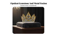 Baroque Crystal Crown Luxury Design Full Circle Pageant Crown Bridal Crystal Tiara Sparkling Wedding Tiara for Weddings, Prom
