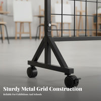 Includes Hooks Gridwall Display Stand With Caster Wheels Gridwall Panel Stand Easy Assembly Metal Art Display Rack Sturdy Construction for Teachers, Exhibitors, Crafters, Exhibitions, Schools, Temporary Shops, Home