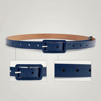 Adjustable Leather Belt with Rectangular Buckle Slim Skinny Leather Belt Dressy Formal for Women, Skirts
