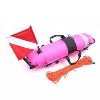 High Visibility Inflatable Spearfishing Buoy Reflective Strip Torpedo Buoy Diver Flag Long-Lasting Nylon Freediving Indicator Buoy Lightweight for Spearfishermen, Freedivers, Divers
