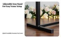 Sturdy & Long-Lasting Rectangular Wedding Arch Stable Base Metal Wedding Arch Multi-Purpose Adjustable Backdrop Frame Easy Assembly for Market Vendors, Photographers, Weddings, Night Markets, Parties, Trade Shows