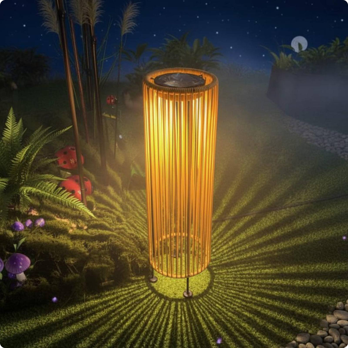Solar Garden Lantern Weather Resistant Wicker Solar Light for Patio