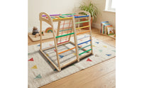 Wooden Climbing Frame with Rings Multicolored Inverted-V Climber Active Wooden Climber for Children, Young Children, Playroom, Living Room