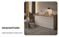 Modern Design Dressing Table with Lighted Mirror and Side Cabinet Large Storage Capacity Lighted Vanity Set Integrated single Makeup Desk Glass Door Display for Women, Teenagers, Teens, walk-through Closet