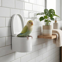 Compact Wall-Mounted Bird Perch Feeder Holder Toilet-Shaped Bird Feeder for Parrots, Small Birds
