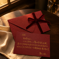 Burgundy Bow-Tie Envelope Set with Cream Yellow Envelopes for Birthday, Love Letter, Confession, Postcard