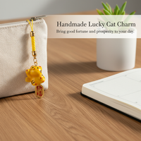 Ceramic Maneki-Neko Persimmon Charm Keychain for Bags and Keys