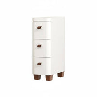 Space-Saving Slim Bedside Table with Drawer Modern Minimalist aesthetic Narrow Drawer Cabinet Multi-Purpose Nightstand Rounded Corners for Apartment Dwellers, Students, Homeowners, Bedroom, Next to Bed, Small Spaces, Dorm Room