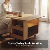 Fold-up Tray Table Foldable Design 2-Tier Rolling Cart Multi-Functional Easy Mobility for Hosts, Dining Area, Kitchen, Balcony
