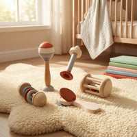 5 Pieces Wooden Shaker Interactive Shaker Educational Maracas for Infant, Infants