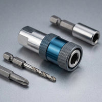 Knurled Grip Drill-Screwdriver Adapter Metal Hex Shank Socket Adapter Blue Body Driver Socket Adaptor Compact