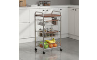 Multi-Tier Rolling Cart Space Saving Metal Wire Basket Cart Vintage Style Kitchen Organizer for Washroom