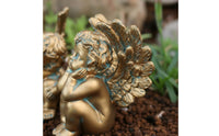 2 Pieces Gilded Angel Pot Decorations Imitation Copper Finish Cherub Garden Stakes Weather Resistant Cherub Plant Picks for Lawn