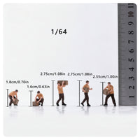 5 Pieces 1/64 Miniature Courier Figurines Authentic Delivery Figures with Boxes Tiny Courier Figure for Collectors, Model Scenes, Truck Displays