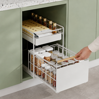 Kitchen Organizer 40cm Deep, Powder-Coated Drawer Unit, Extendable Cabinet Basket, Under-Sink Storage Rack
