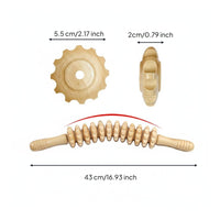 Muscle Relaxation Wooden Massage Roller Stick Ergonomic Handles Body Massage Stick Portable Manual Back Roller Flexible Design for Athletes, Gym, Office