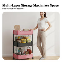 Multi-Tier Storage Rack Versatile Slim Rolling Cart Slim Organizer Trolley 360° Rotating Wheels Mobile Storage Shelf for Office