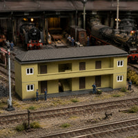 Two-Story Model Railway Building Realistic Railway Building with Gable Roof Pre-Printed Miniature Station Structure Static for Hobbyists
