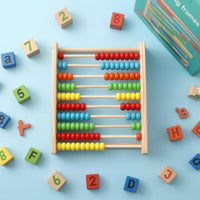 Safe and Sturdy 10-Row Abacus Sliding Beads Wooden Abacus Colorful Bead Counting Frame Printed Numbers