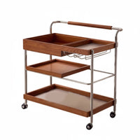 With casters 2-Tier Rolling Cart Movable Serving Trolley Retro design Mobile Rack adaptable Functionality for Apartment Dwellers, Entertainers, Living Room, Small Spaces, Bedroom, Bathroom