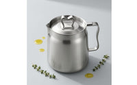 Matching Lid Stainless Steel Oil Filter Pot Side Handle Oil Filter Pot Loop Knob Grease Container Silver Finish