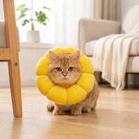 Soft Textile Neck Recovery Cone, Adjustable Head Cone with Drawstring, Pet Recovery for Cat Grooming to Prevent Biting and Licking