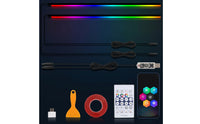 Plug and Play Interior Car Led Strip Lights RGB Car Interior Light with App Control Multicolor Ambient Light Kit with Handheld Controller Dynamic for Drivers, Dashboard, Door Trim, Footwell