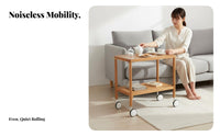 Nordic Design 2-Tier Rolling End Table Mobile Design Serving Cart Compact Size Utility Trolley Multi-Functional for Hosts, Apartment Dwellers, Homeowners, Living Room, Kitchen, Bedroom, Home Office