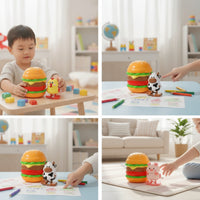 Bouncing Hamburger Toy Novelty Burger Toy with Character Cute Play Food Mini for Playtime