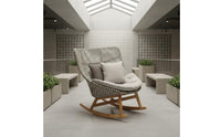 Teak Rattan Chair Comfortable Cushion Outdoor Woven Armchair Wicker Lounge Chair Easy Assembly Garden Furniture Long-Lasting